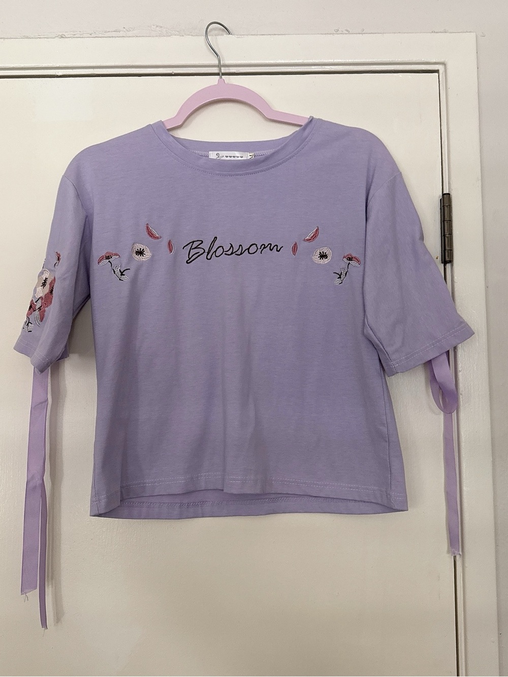 Blossom Embroidered Lavender Girls' Tee